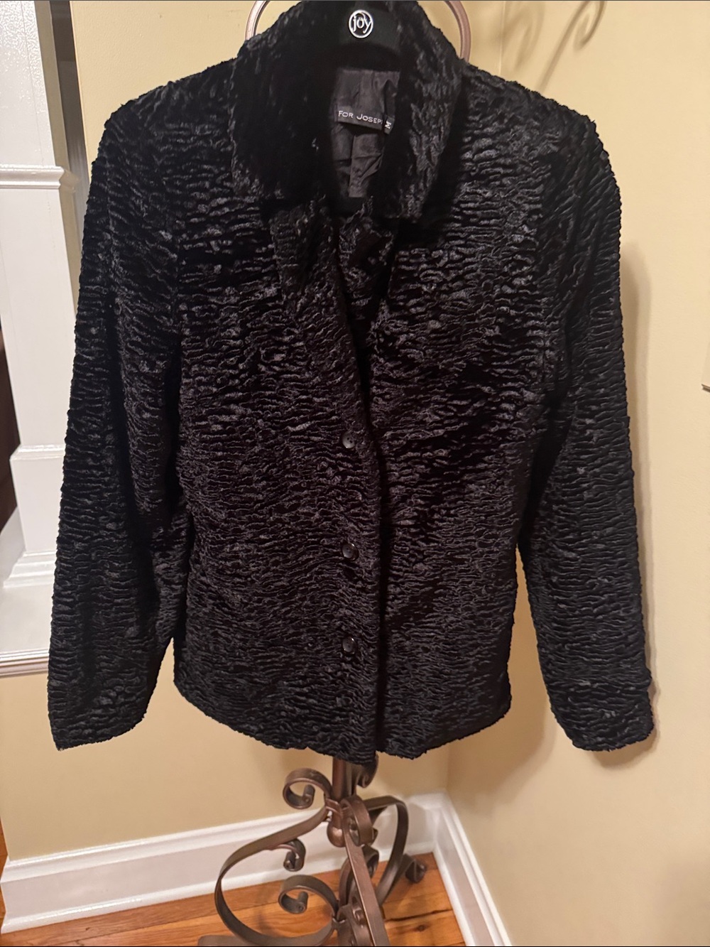 Joseph Black Textured Faux Fur Teddy Jacket
